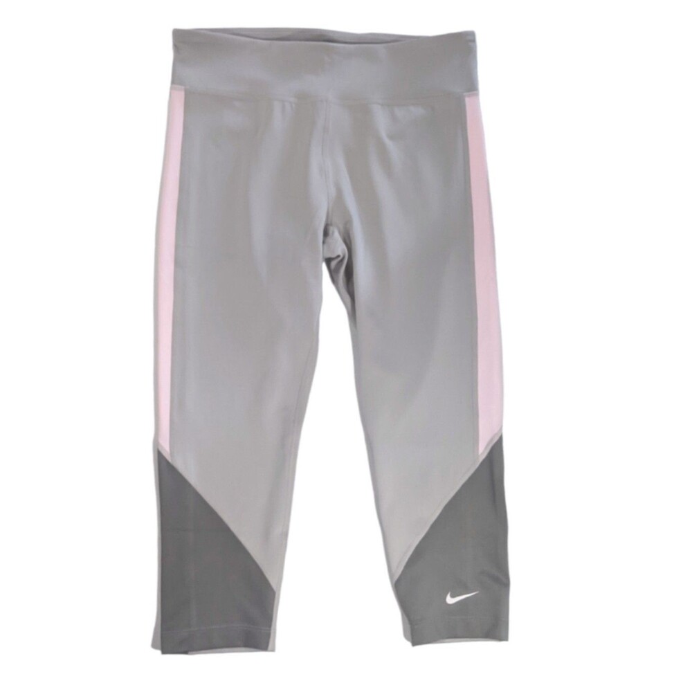 NIKE Capri Leggings Girls L+ New Dri-FIT One Kids Grey High Waist Athletic NWT